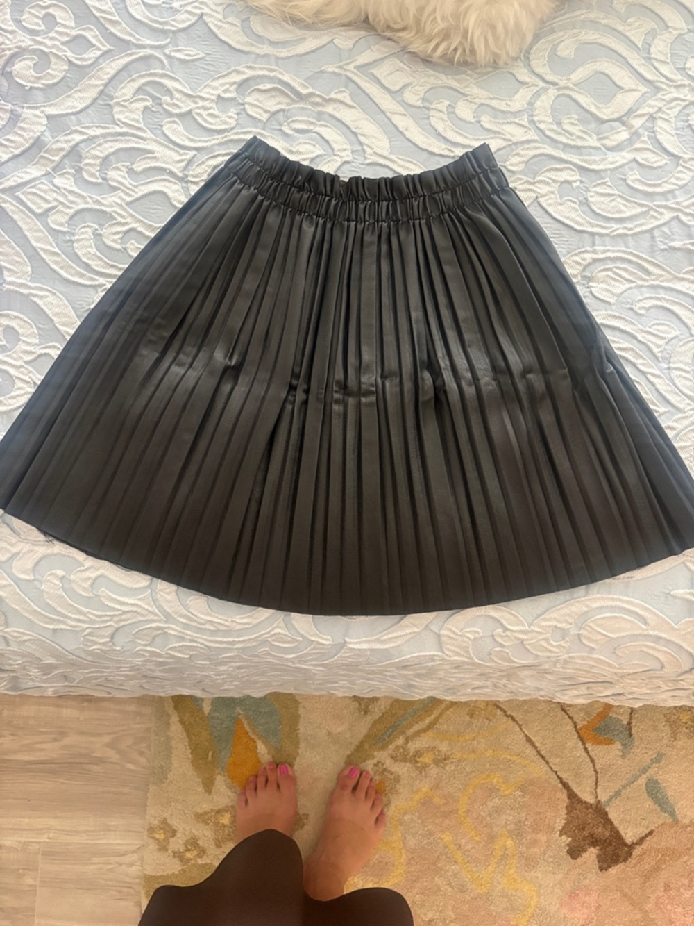 Women’s Black Pleated Faux Leather Skirt